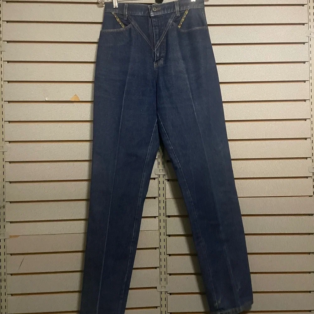Ozark Mountain Jean Co Vintage High Waist Western V-Yoke Jeans‎ Indigo 11-36 USA